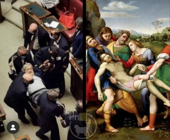 Sgarbi in Parlamento o Gesù sotto la croce?